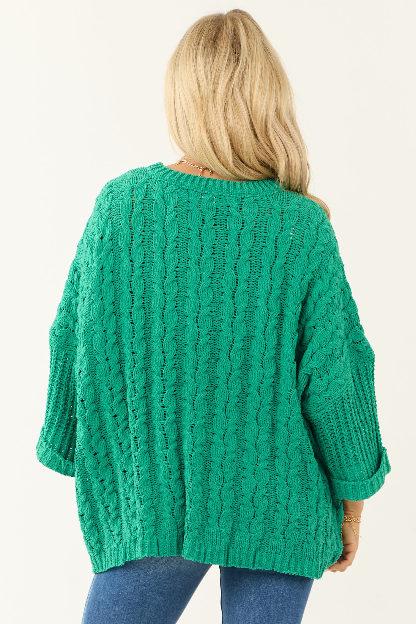 Jade Oversized Chenille Cable Knit Sweater