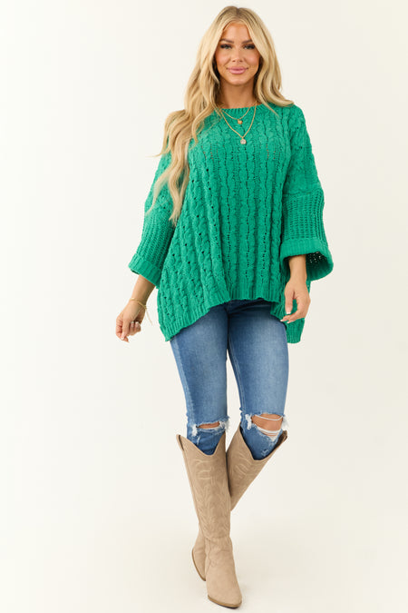 Jade Oversized Chenille Cable Knit Sweater