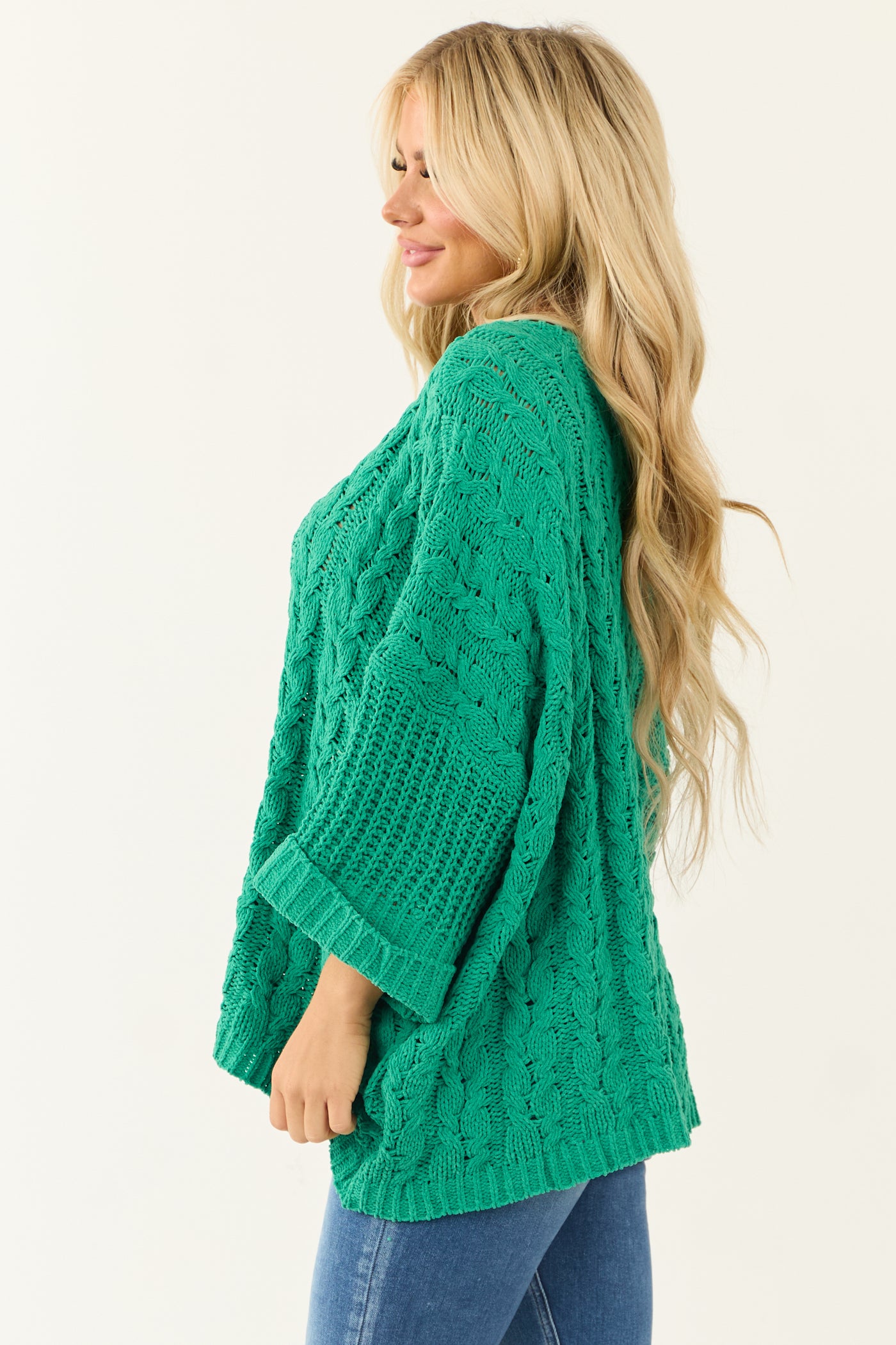 Jade Oversized Chenille Cable Knit Sweater