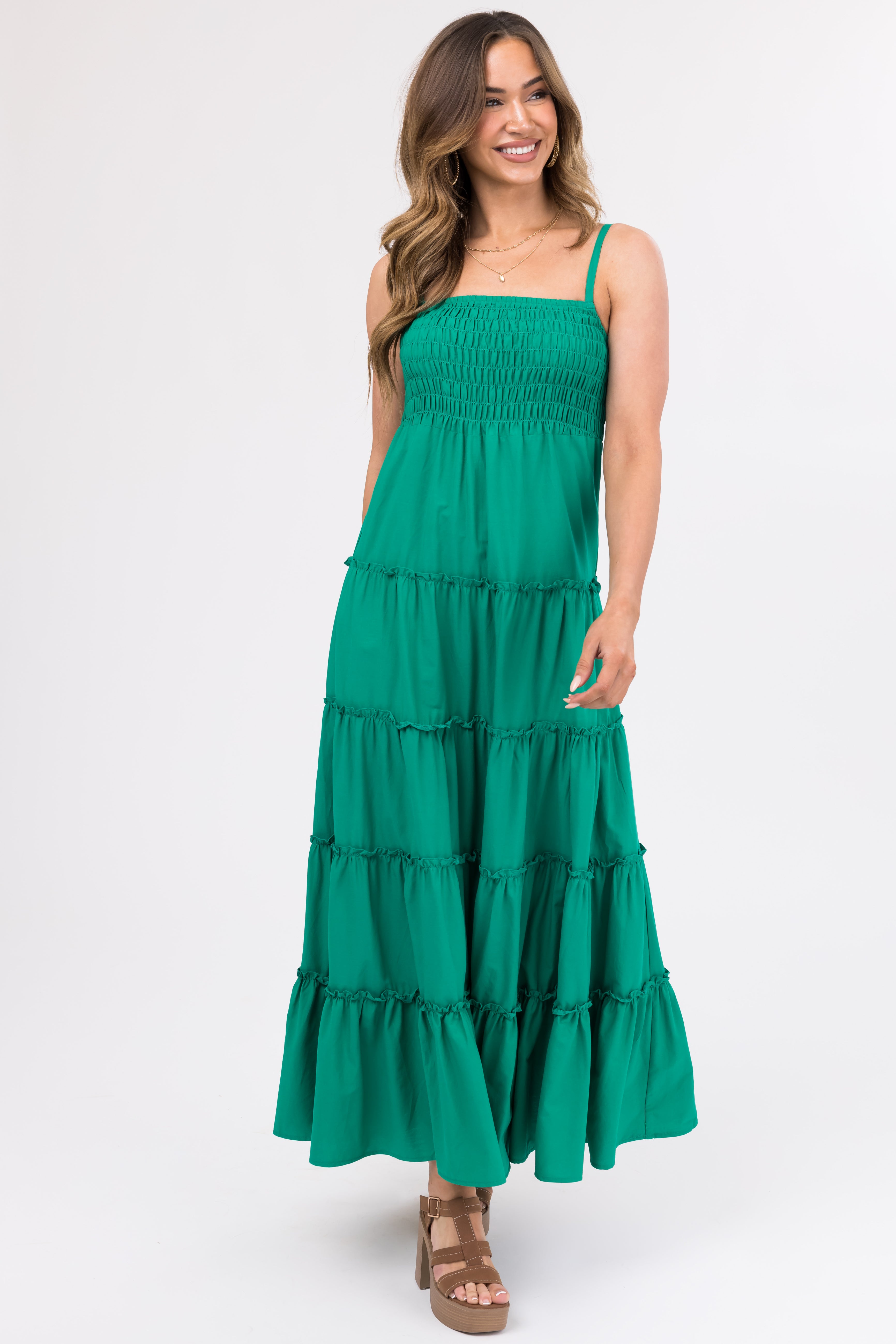 Jade Smocked Top Tiered Maxi Dress