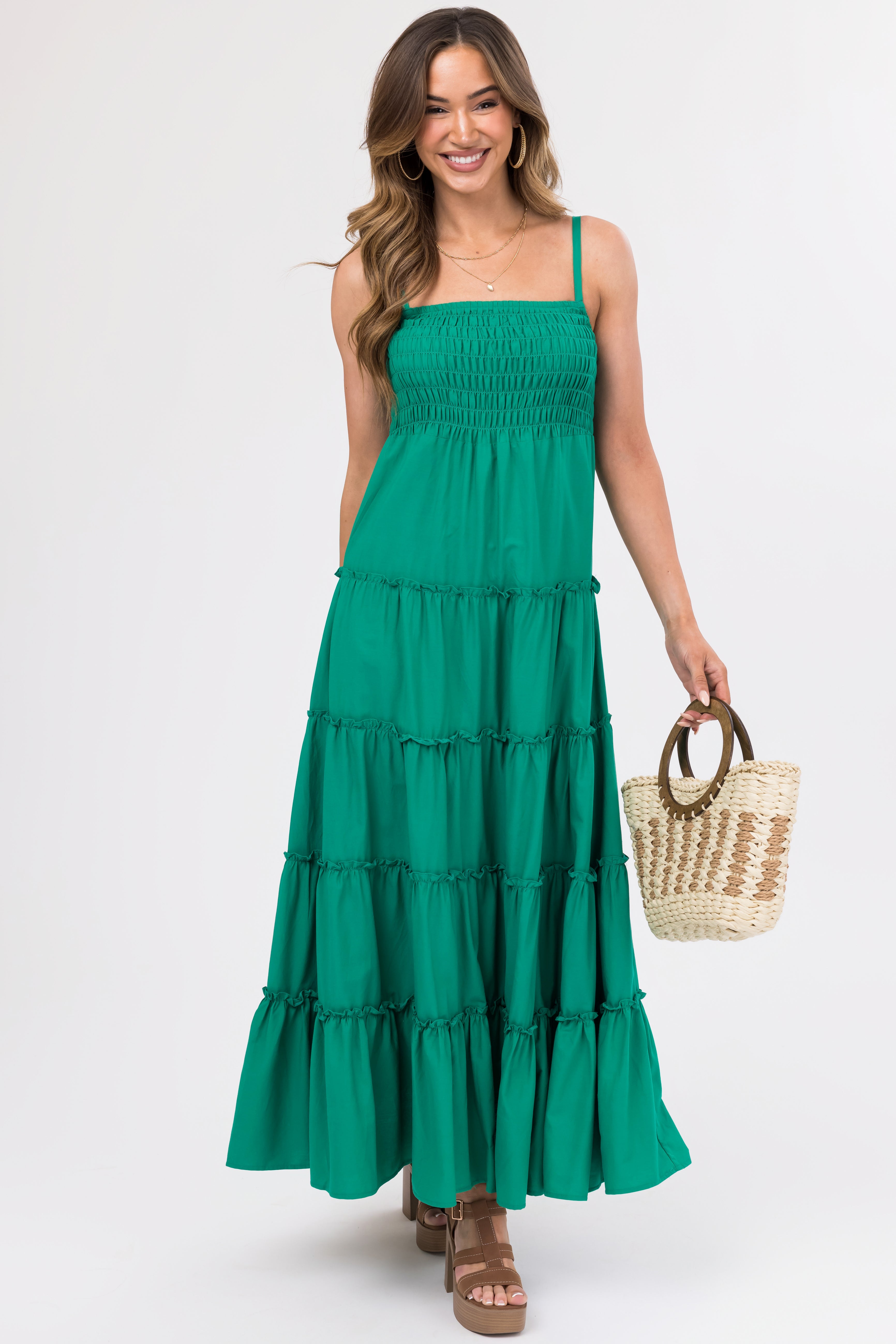 Jade Smocked Top Tiered Maxi Dress