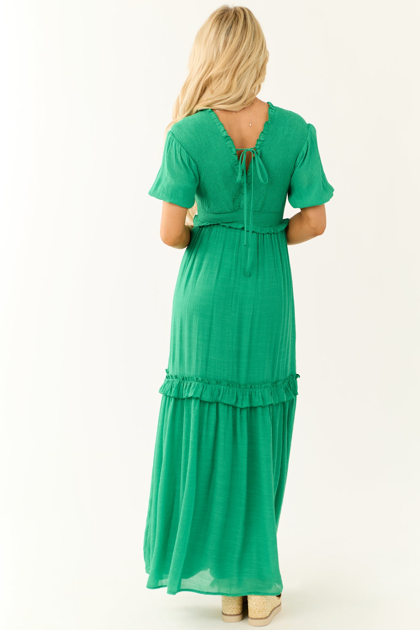 Jade Smocked Woven Maxi Dress | Lime Lush Boutique