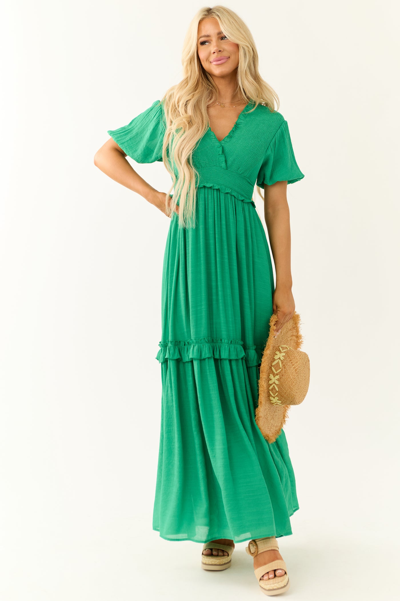 Jade Smocked Woven Maxi Dress