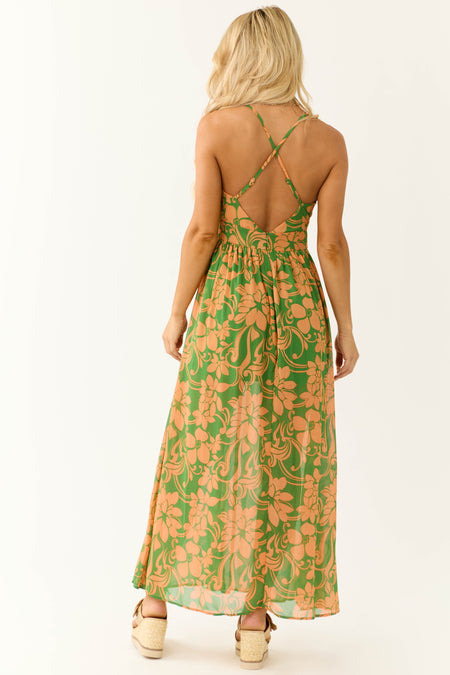 Jade and Melon Floral Print Maxi Dress