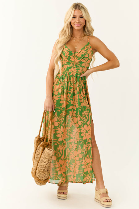 Jade and Melon Floral Print Maxi Dress