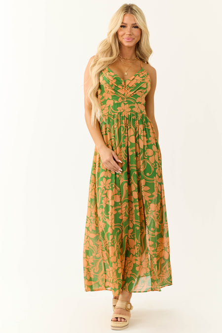 Jade and Melon Floral Print Maxi Dress