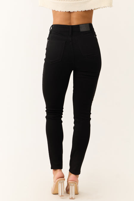 Judy Blue Black Faux Leather Denim Skinny Jeans