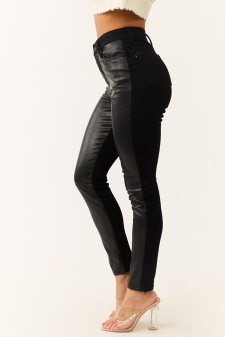 Judy Blue Black Faux Leather Denim Skinny Jeans