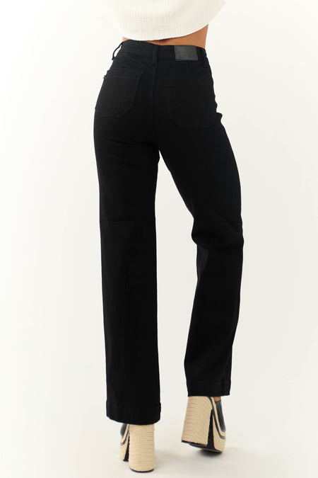 Judy Blue Black Patch Pocket Straight Jeans