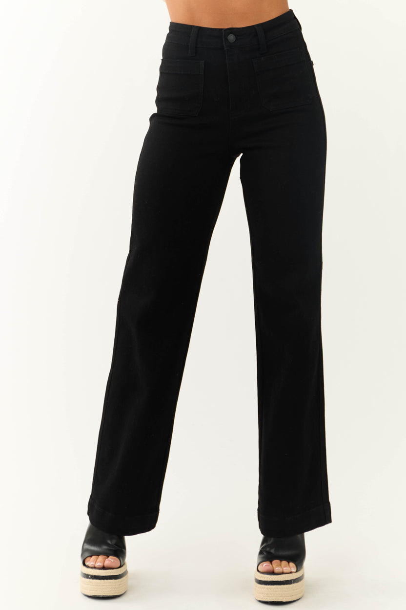 Judy Blue Black Patch Pocket Straight Jeans