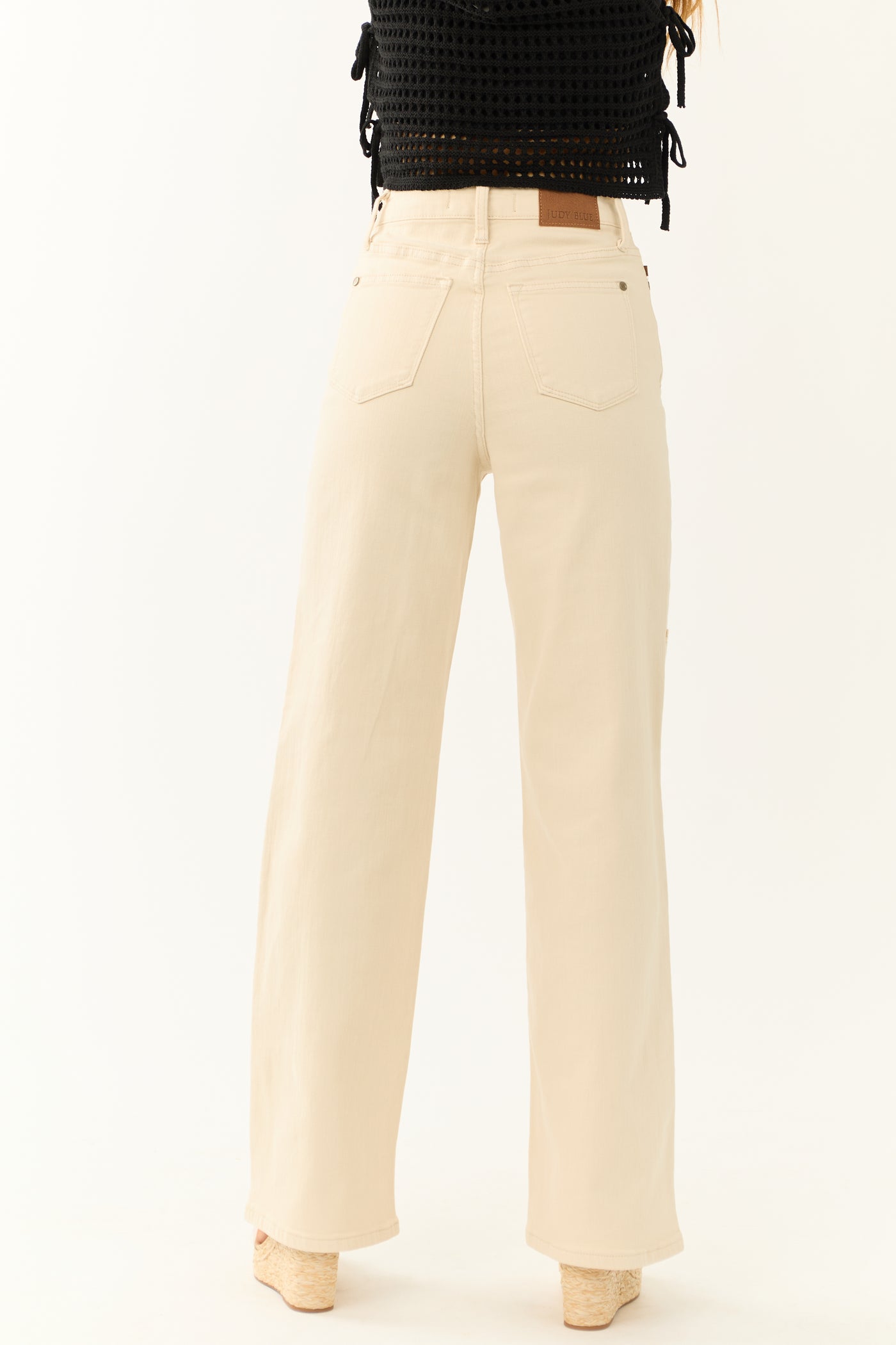 Judy Blue Cream High Rise Crochet Patch Jeans