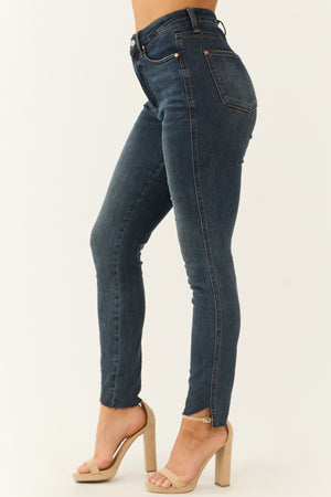 Judy Blue Dark Tummy Control Step Hem Skinny Jeans