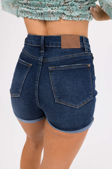 Judy Blue Dark Wash Denim Tummy Control Shorts