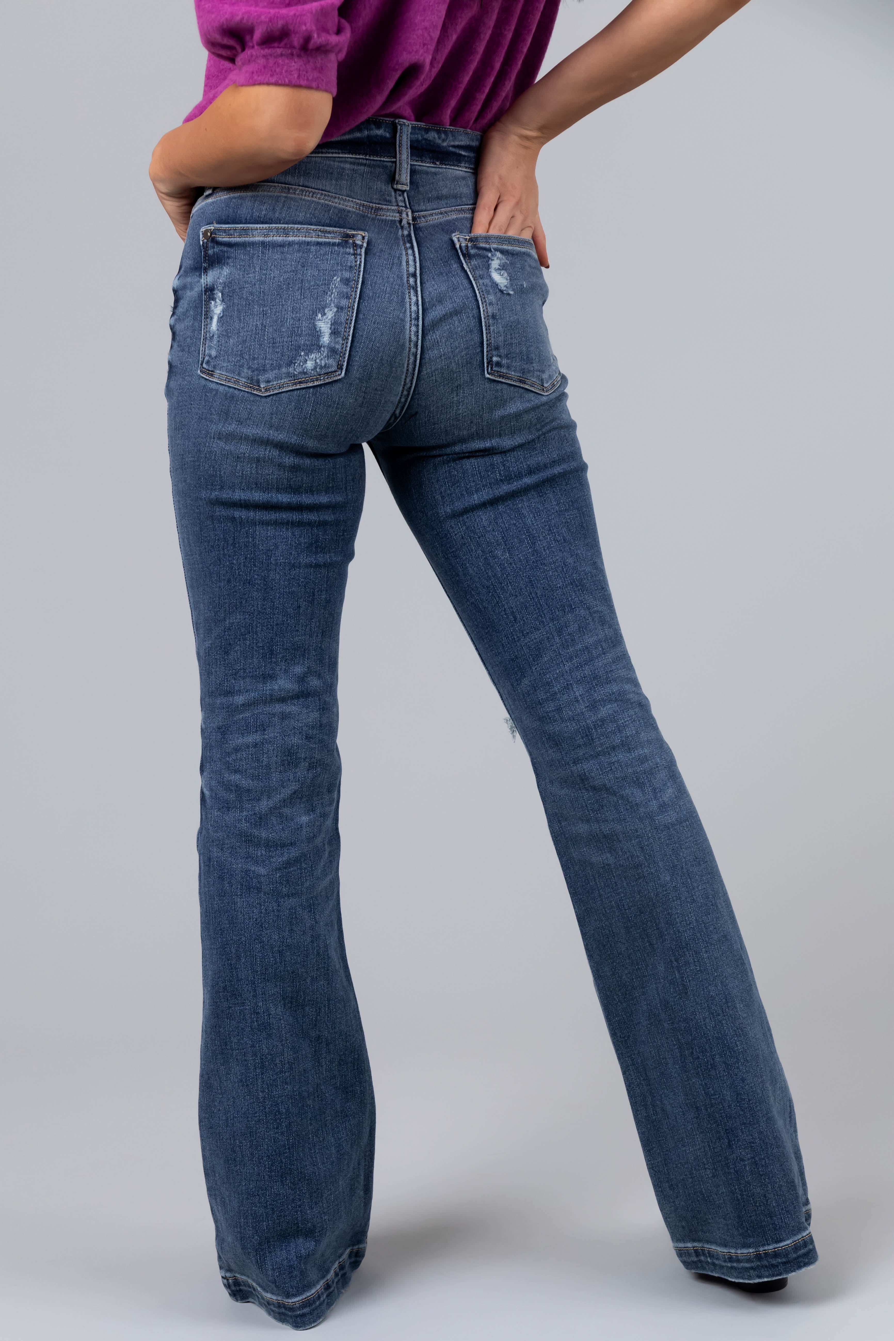 JUDY BLUE outlet DARK WASH PULL ON SUPER FLARE JEANS SIZE 13 31 SOLD OUT!