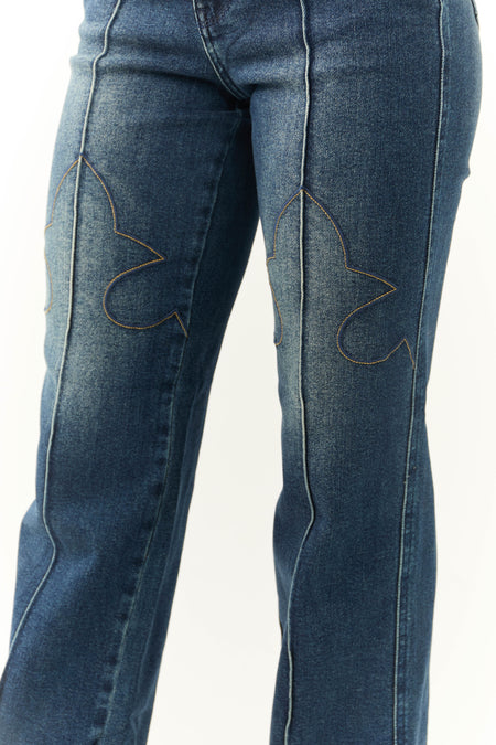 Judy Blue Dark Wash Embroidered Detail Jeans