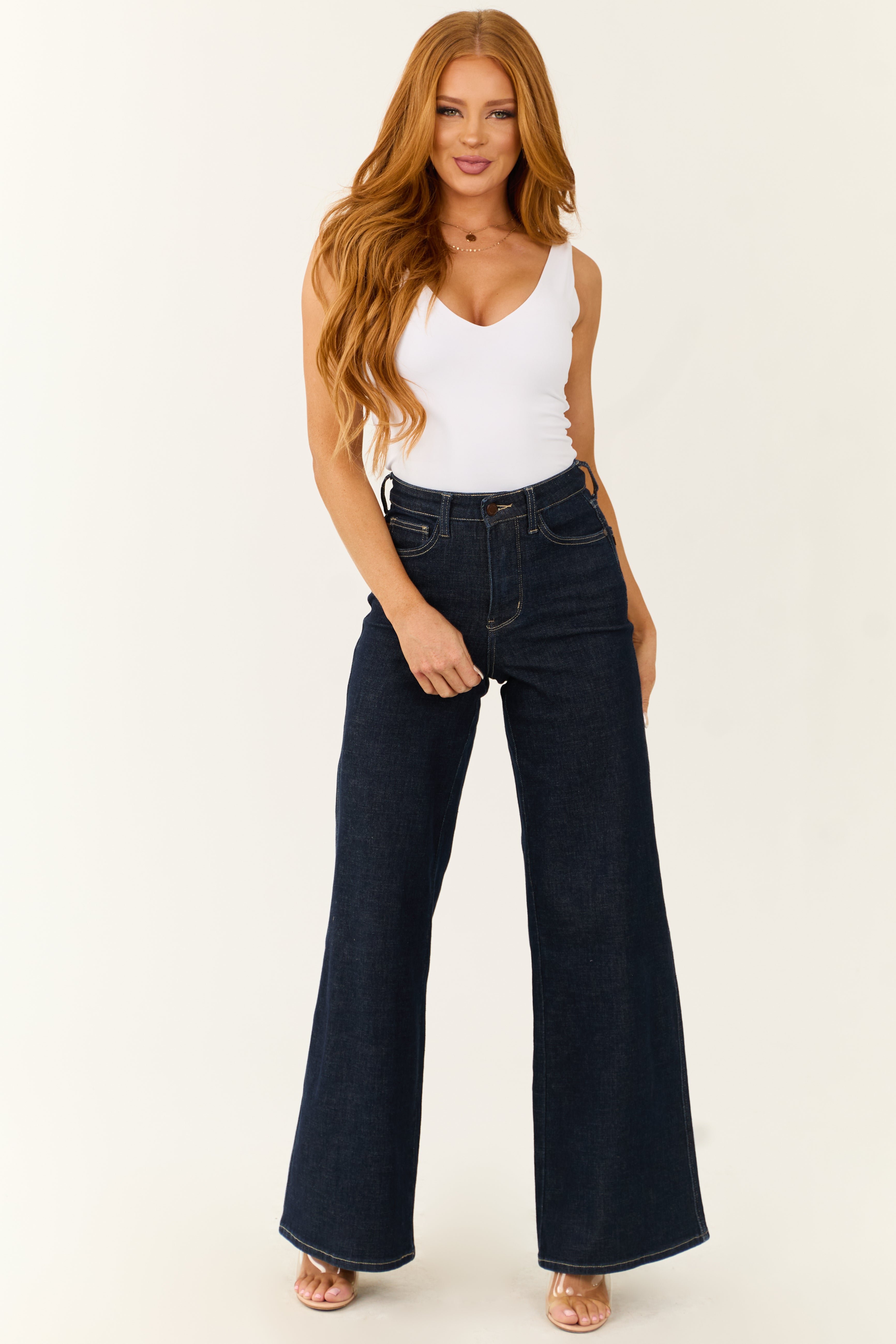 Judy Blue Dark Wash Tummy Control Wide Leg Jeans