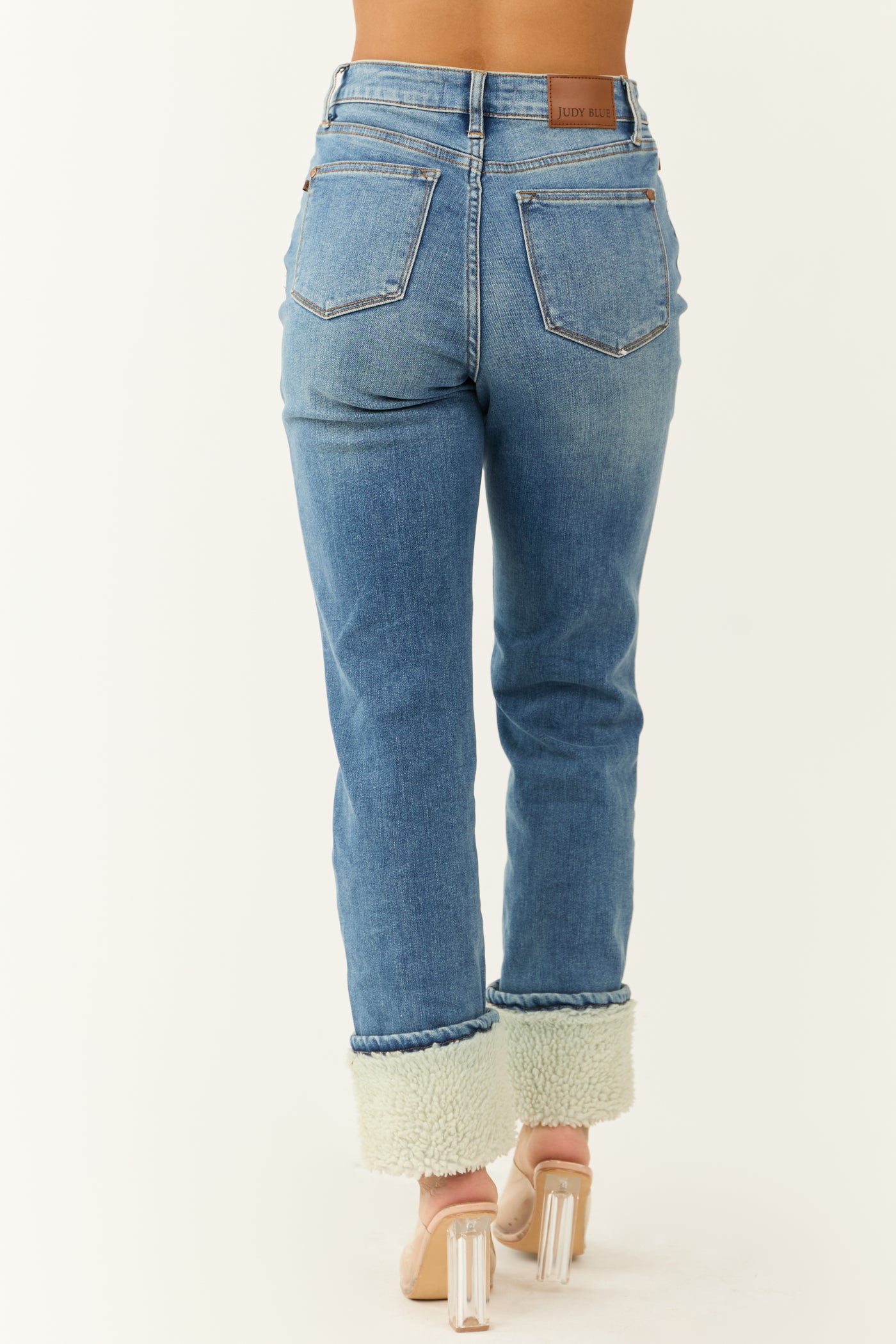 Judy Blue Faux Shearling Cuff Straight Jeans