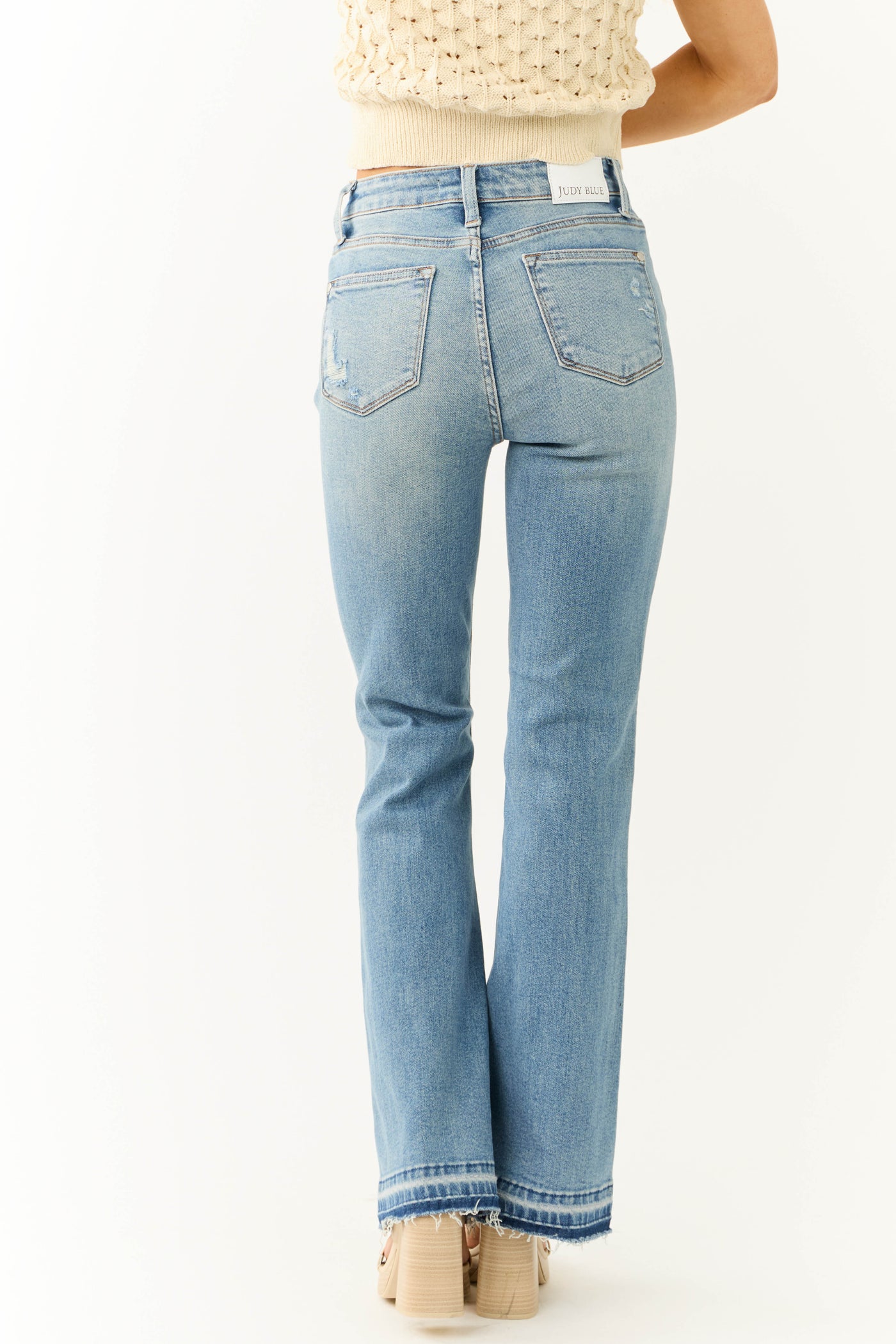 Judy Blue Frayed Hem Medium Wash Bootcut Jeans