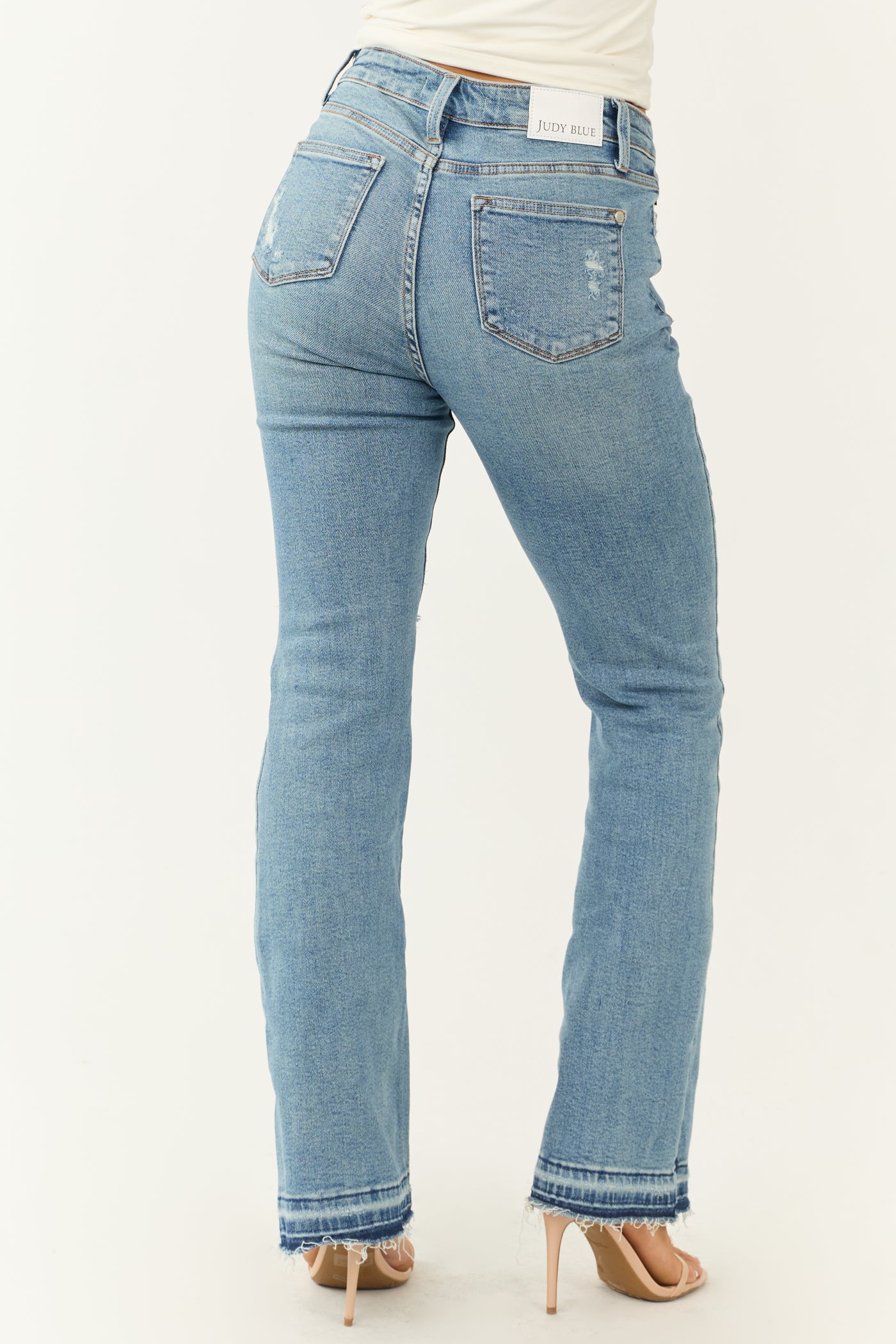 Judy Blue Frayed Hem Medium Wash Bootcut Jeans