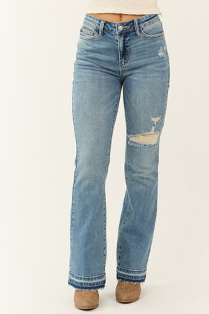 Judy Blue Frayed Hem Medium Wash Bootcut Jeans