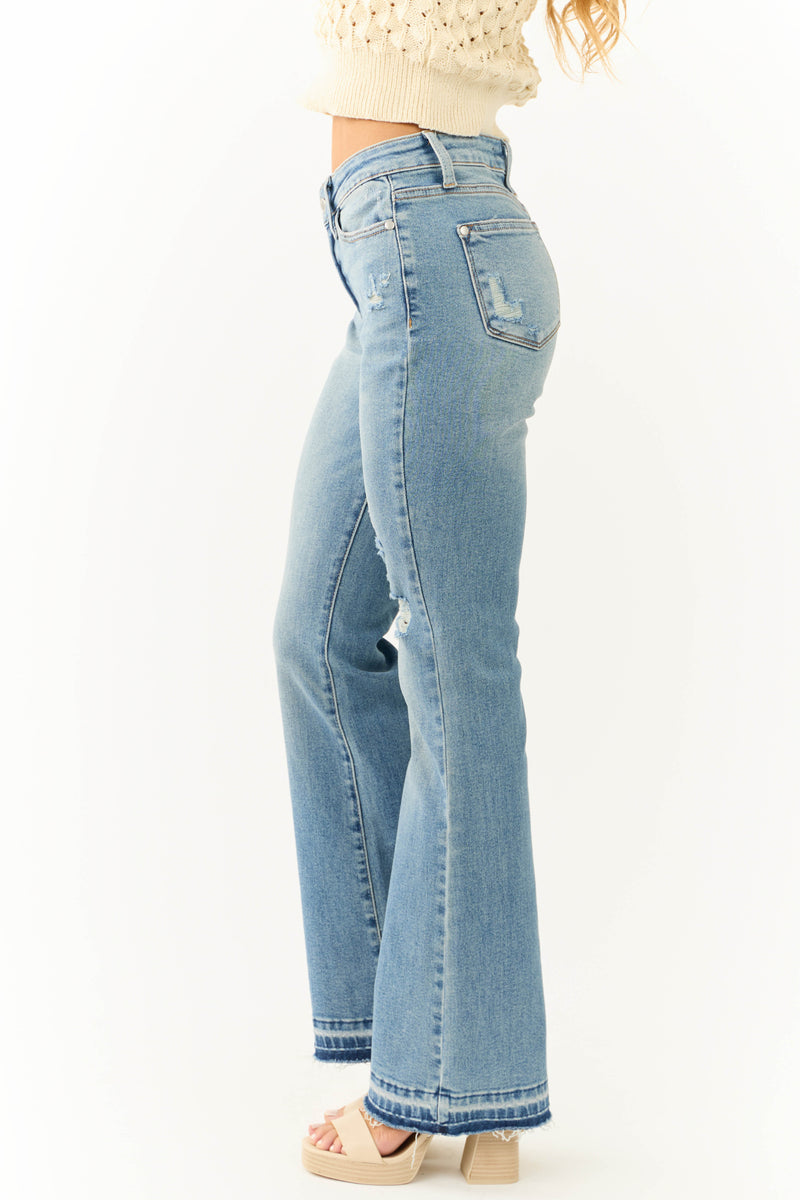 Judy Blue Frayed Hem Medium Wash Bootcut Jeans