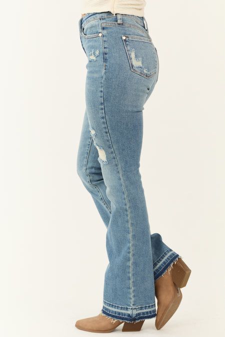 Judy Blue Frayed Hem Medium Wash Bootcut Jeans