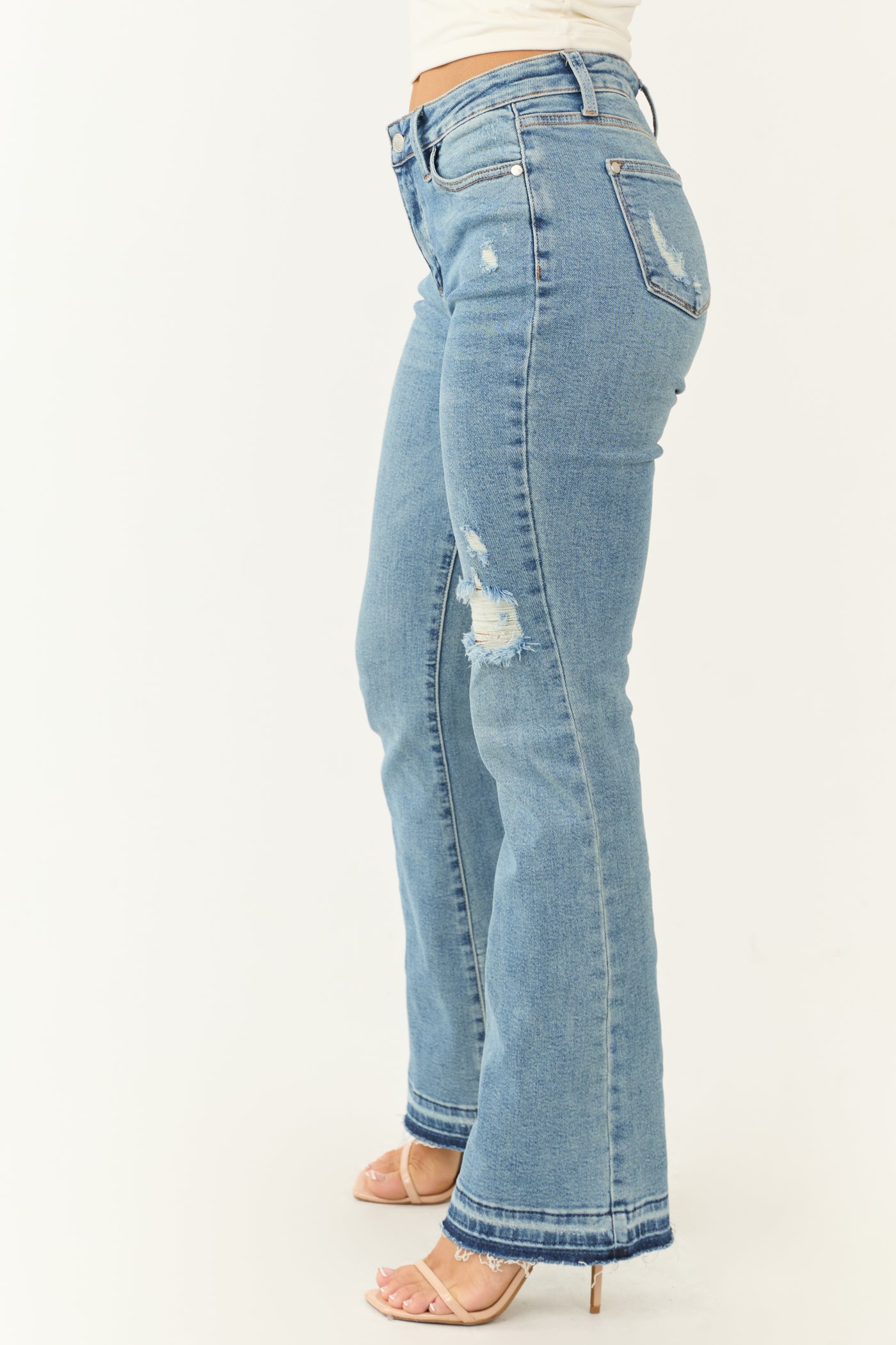 Judy Blue Frayed Hem Medium Wash Bootcut Jeans