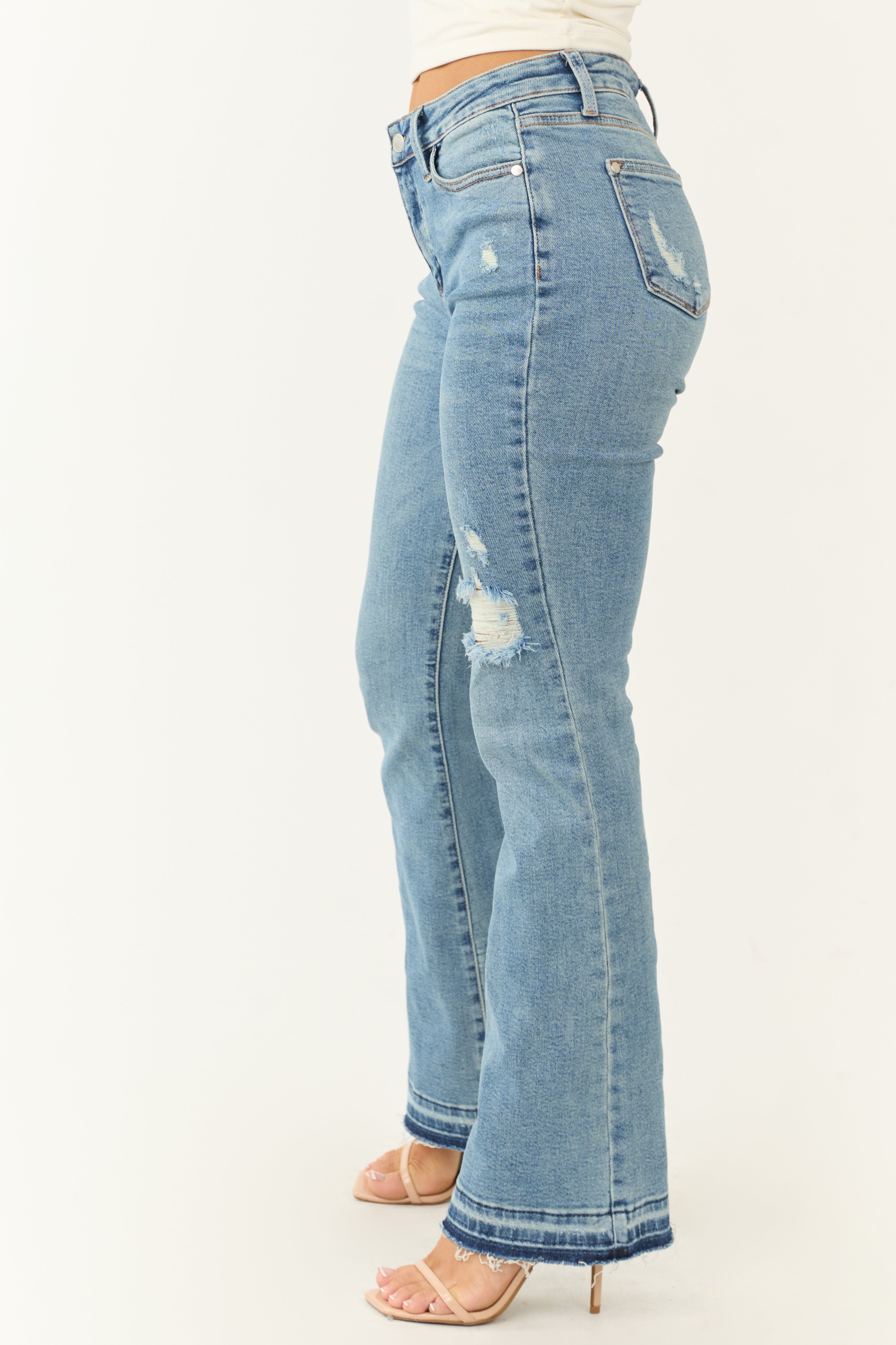 Judy Blue Frayed Hem Medium Wash Bootcut Jeans