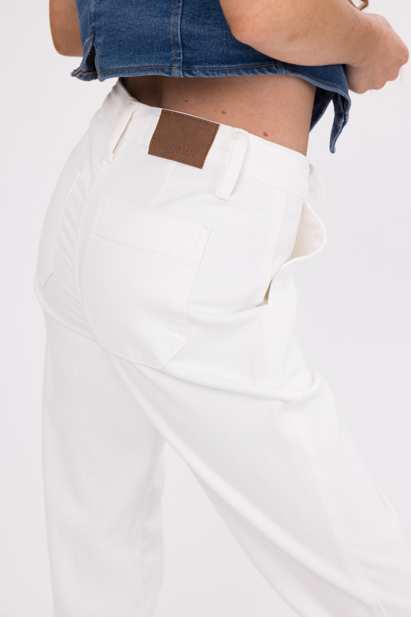 Judy Blue Ivory Drawstring High Waist Jeans