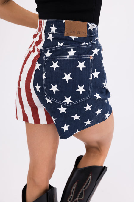 Judy Blue Ivory Stars and Stripes Print Shorts