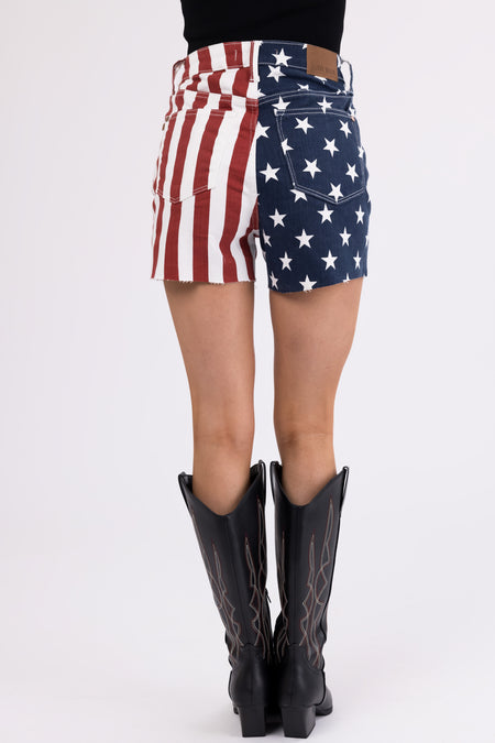 Judy Blue Ivory Stars and Stripes Print Shorts