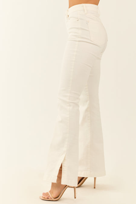 Judy Blue Ivory Stretchy Slit Flare Jeans