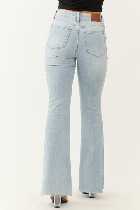 Judy Blue Light Wash Rhinestone Side Flare Jeans