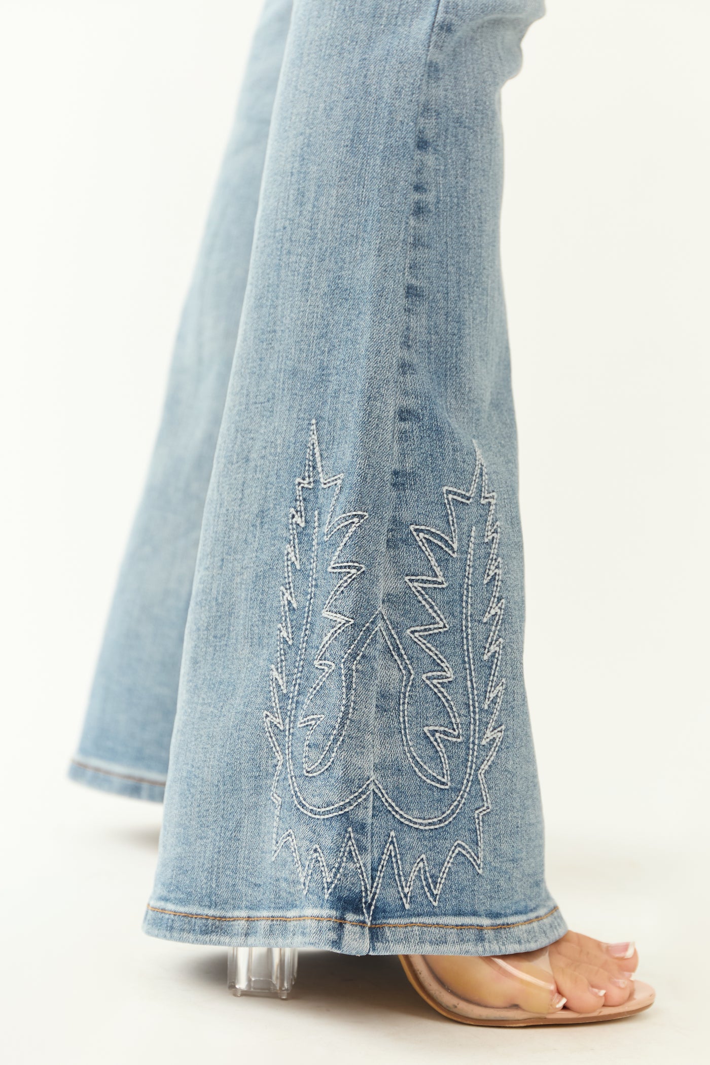 Judy Blue Light Wash Stretchy Embroidery Flare Jeans