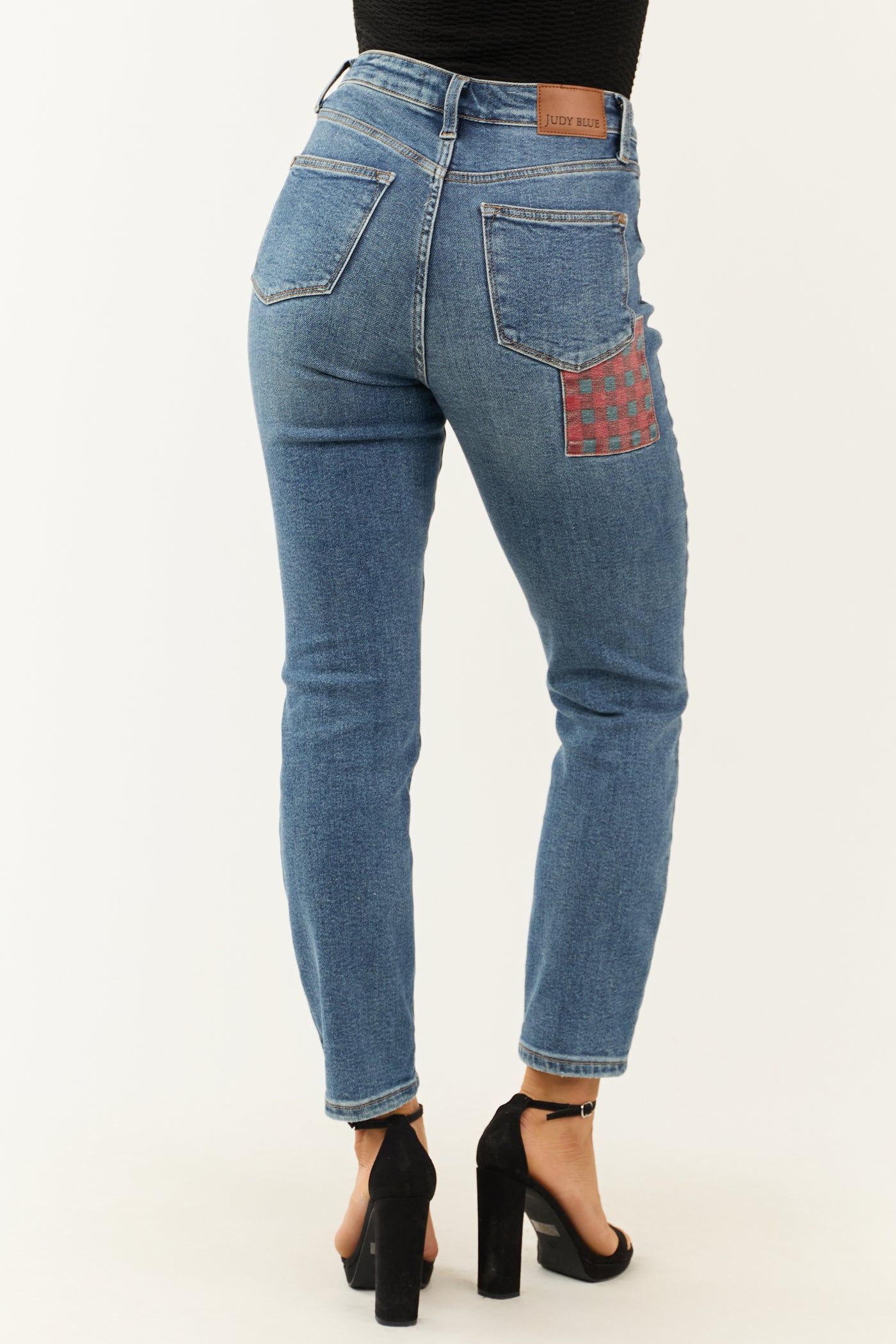 Judy Blue Medium Wash Denim Patch Detail Jeans