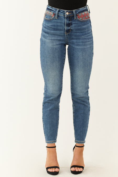 Judy Blue Medium Wash Denim Patch Detail Jeans