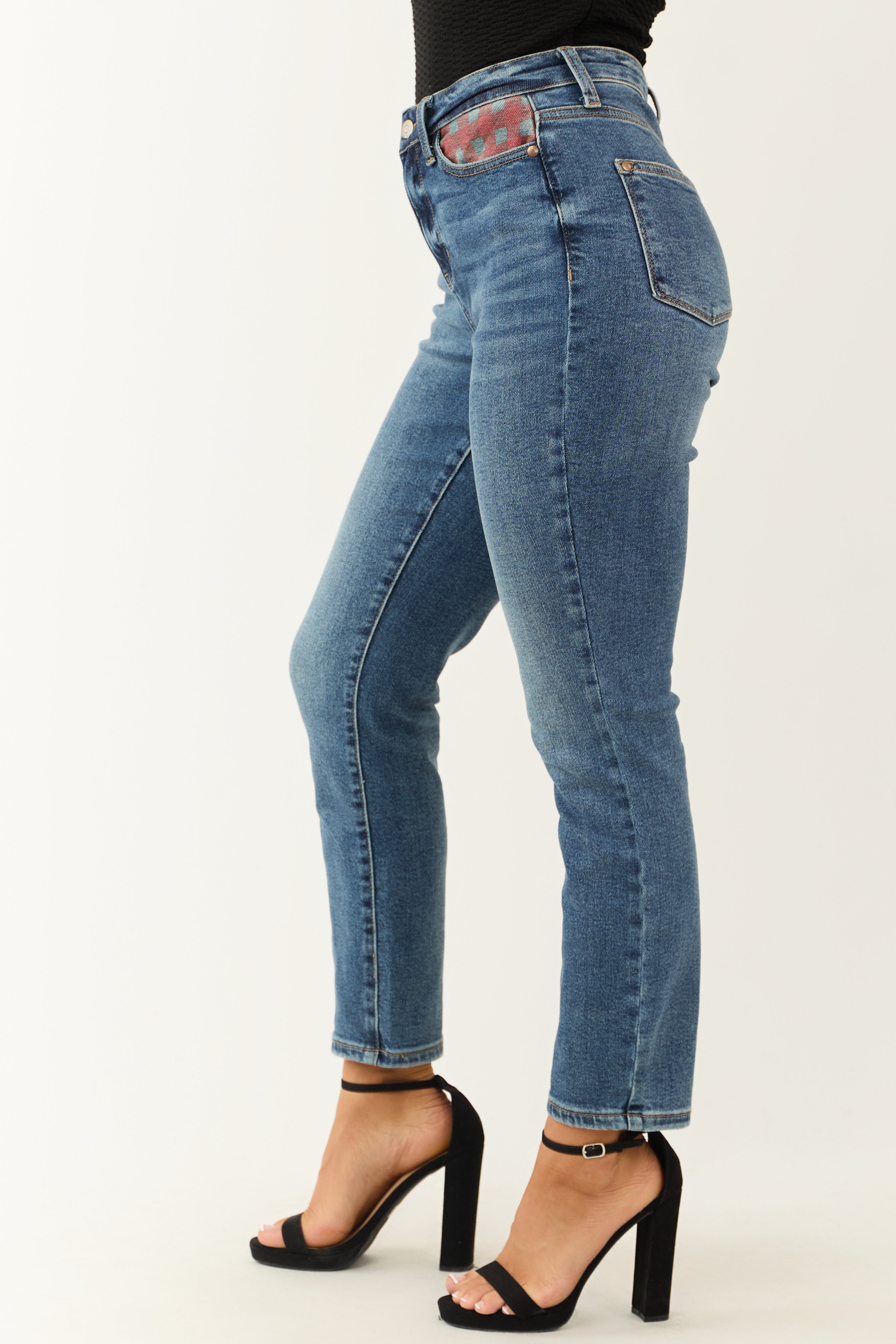 Judy Blue Medium Wash Denim Patch Detail Jeans