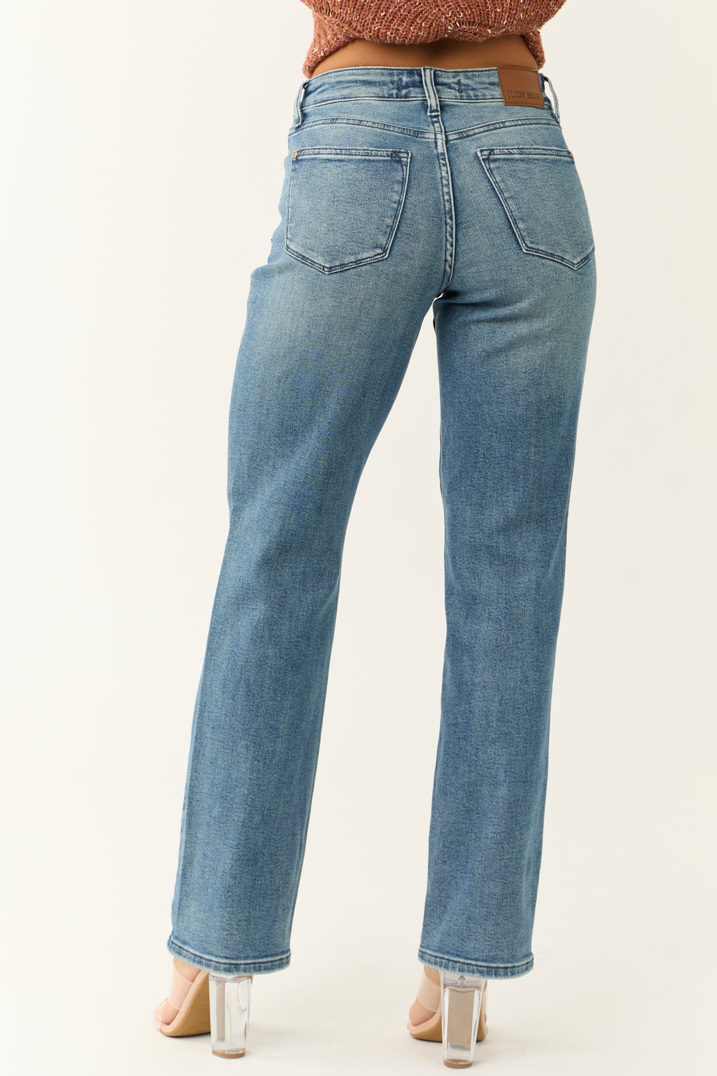 Judy Blue Medium Wash Distressed Detail Dad Jeans