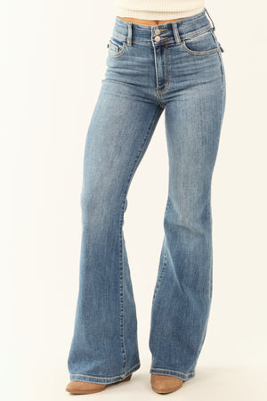 Judy Blue Medium Wash Double Button Flare Jeans