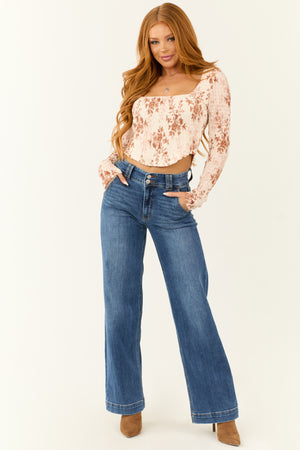 Judy Blue Medium Wash Double Button Wide Leg Jeans