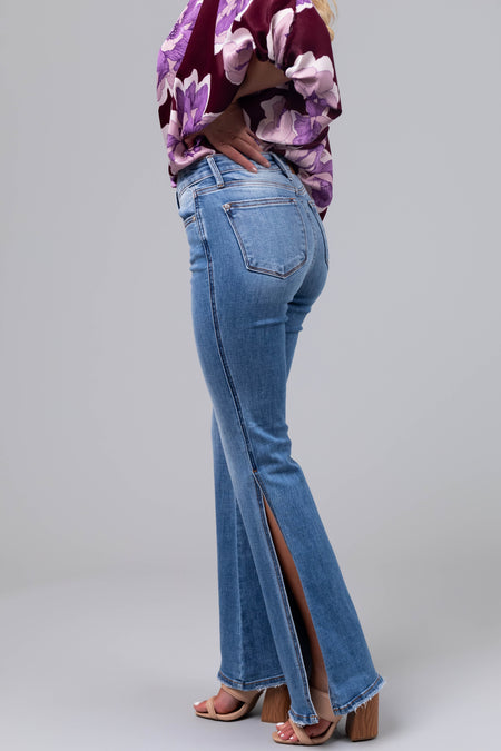 Judy Blue Medium Wash Flare Leg Slit Jeans