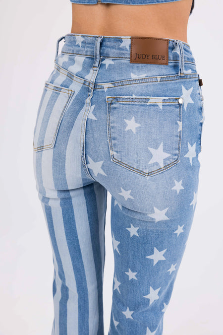 Judy Blue Medium Wash Stars and Stripes Jeans