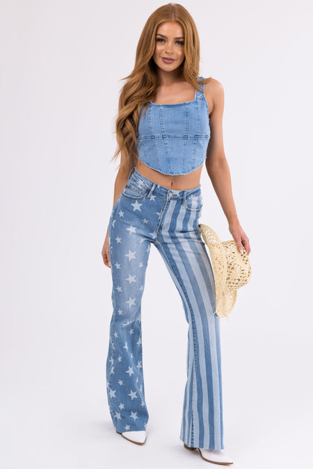 Judy Blue Medium Wash Stars and Stripes Jeans