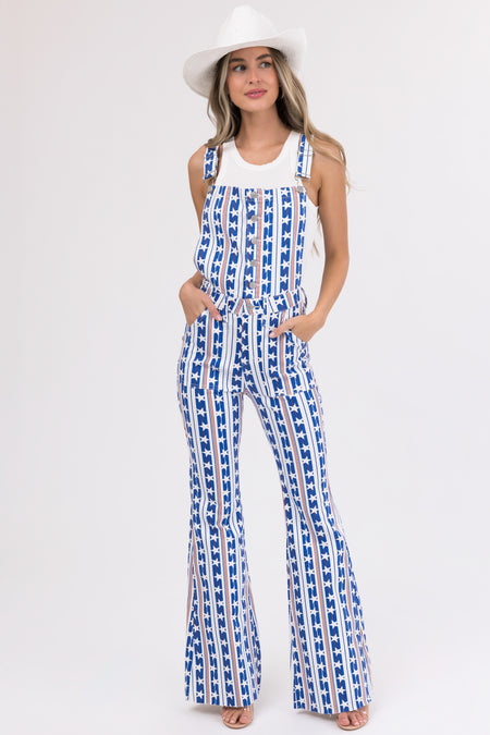 Judy Blue Off White American Print Overalls