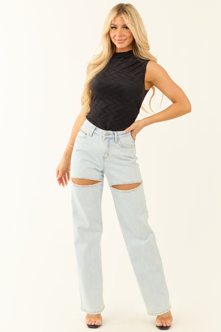 Judy Blue Rhinestone Slit Stretchy Straight Jeans