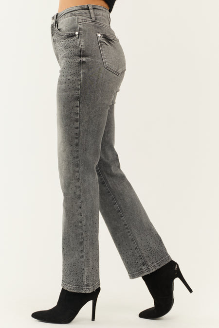 Judy Blue Stone Rhinestone Detail Straight Jeans