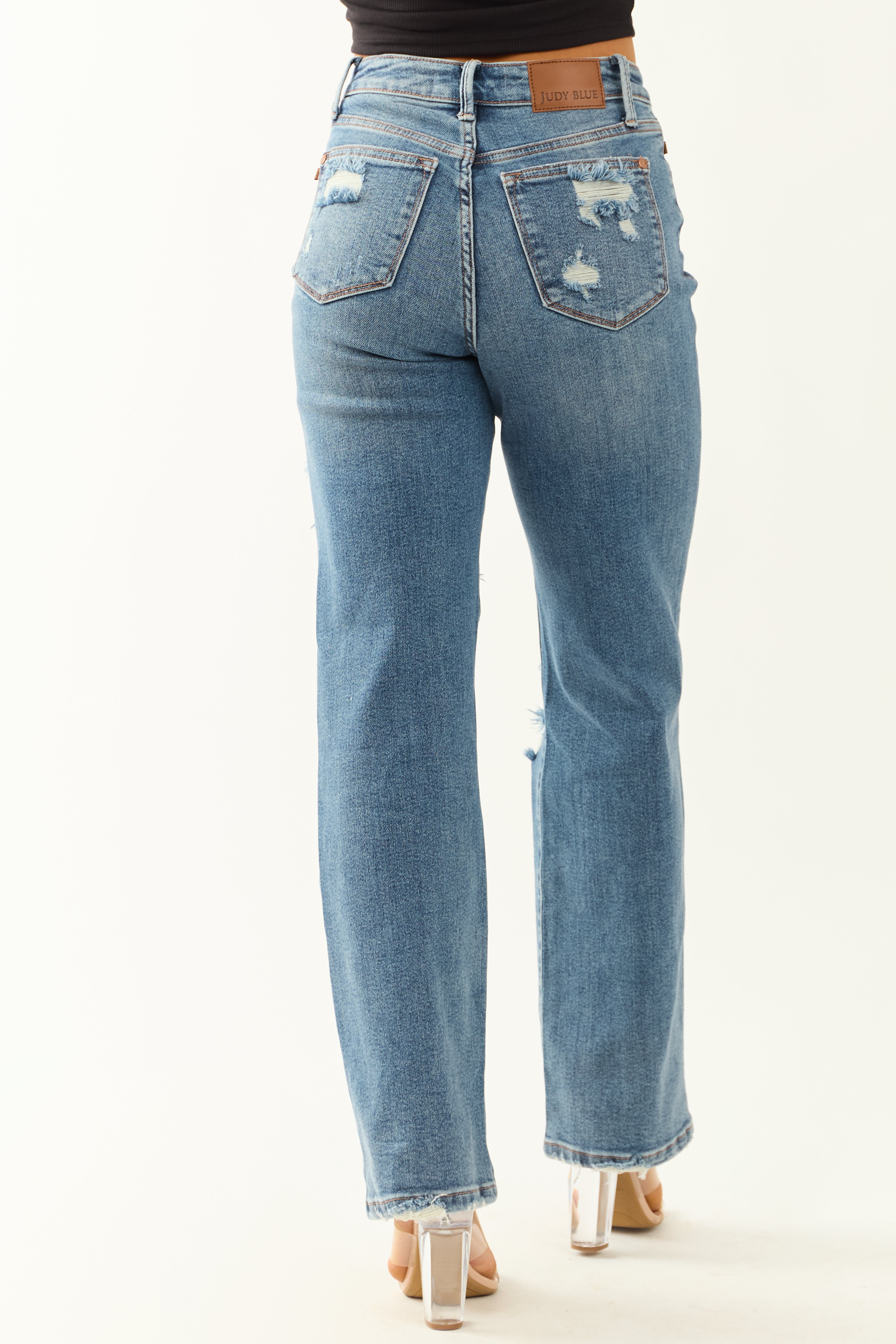 Judy Blue Stretchy Destroyed Straight Leg Jeans