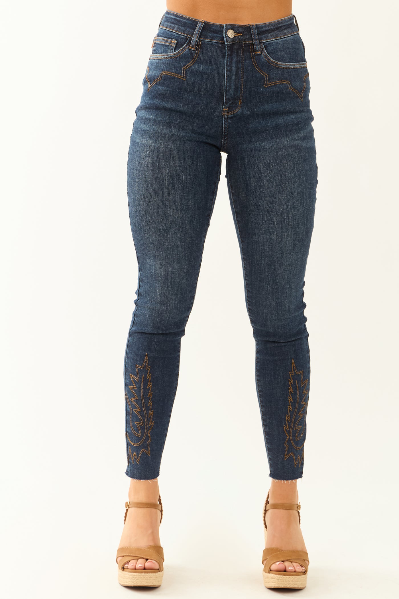 Judy Blue Stretchy Western Embroidered Skinny Jeans