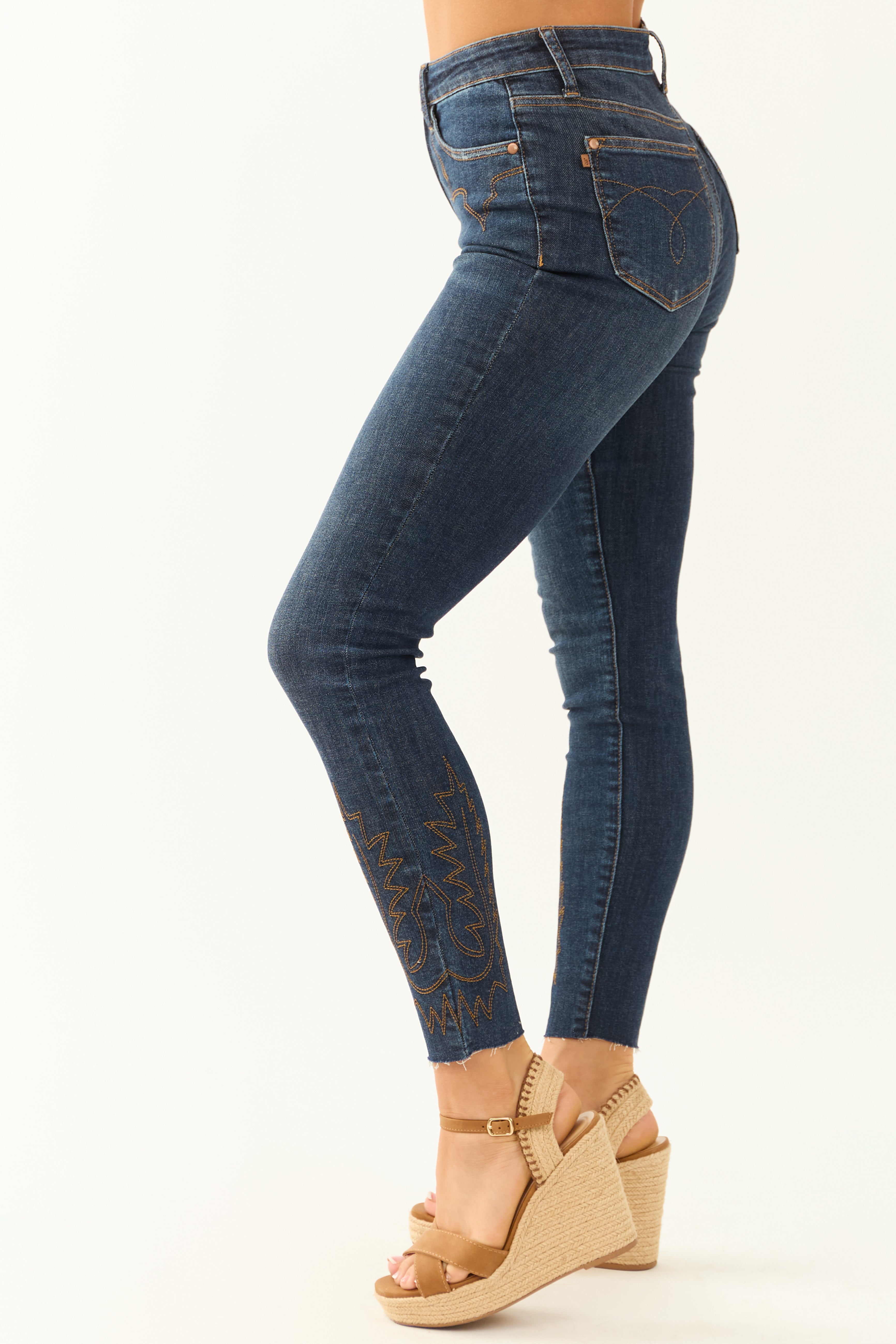 Judy Blue Stretchy Western Embroidered Skinny Jeans