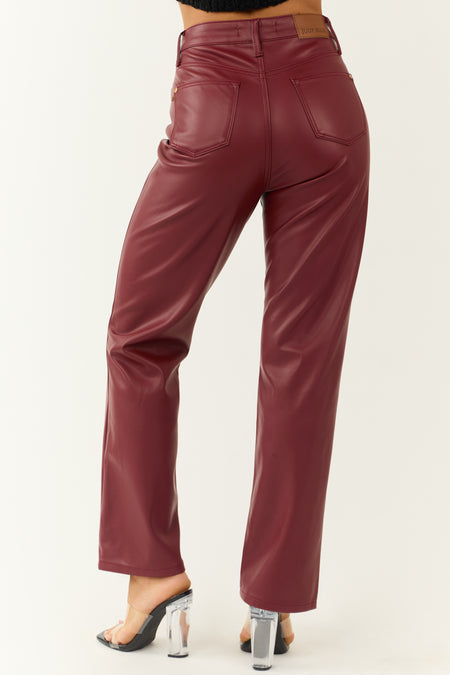 Judy Blue Wine Faux Leather Tummy Control Pants